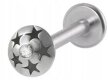 PIERCING Kolczyk Labret Okrągły z Gwiazdkami, Cyrkonia Stal Ch 316L 1,2/8