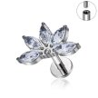 Tytanowy Kolczyk Labret PIERCING Kwiatek Cyrkonie HELIX Lobe