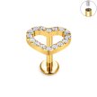 Tytanowy Kolczyk Labret PIERCING Serce z Cyrkoniami HELIX Lobe