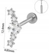 Srebrny Kolczyk PIERCING Labret z Gwiazdką Cyrkonie Stal Ch 316L 1,2/8 (2)