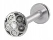 PIERCING Srebrny Kolczyk Labret Okrągły Kształt Cyrkonia Stal Ch 316L 1,2/8