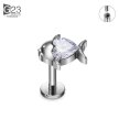 Tytanowy Kolczyk Labret PIERCING Rybka Cyrkonia HELIX Lobe (1)