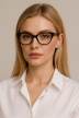 Czarne damskie okulary zerówki cat-eye eleganckie oprawki do komputera (8)