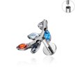 Tytanowy Kolczyk Labret PIERCING Cyrkonie Gałązka Liście HELIX Lobe