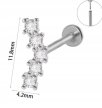 Srebrny Kolczyk PIERCING Labret z Cyrkoniami Stal Ch 316L 1,2/8 (2)