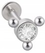 LABRET Śliczna Cyrkonia z Kuleczkami SS316L 1,2/8