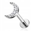 Tytanowy Kolczyk Labret PIERCING z Cyrkoniami Księżyc HELIX Lobe