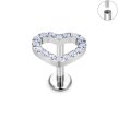 Tytanowy Kolczyk Labret PIERCING Serce z Cyrkoniami HELIX Lobe