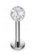 Tytanowy Kolczyk Labret PIERCING Kula z Cyrkoniami HELIX Lobe 1,2/6-10/3 MM