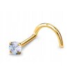 Tytanowy ZŁOTY Kolczyk do Nosa z Cyrkonią NOSTRIL PIERCING 0,8/7/2-3 mm