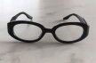 Czarne okulary zerówki w stylu retro, gruba oprawka, owalny kształt, unisex (4)