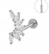Srebrny Kolczyk PIERCING Labret z Cyrkoniami Stal Ch 316L 1,2/8