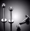 Tytanowy Kolczyk Labret z Kuleczką SREBRNY PIERCING 1,2/6-10 mm (3)