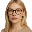 Stylowe okulary zerówki damskie czarno-złote elegancki design, lekka oprawa (2)