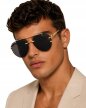 Okulary Przeciwsłoneczne Złote Czarne Bez Ramkowe Pilotki UV400 Unisex
