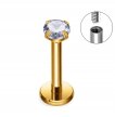 Tytanowy Kolczyk Labret PIERCING ZŁOTY z cyrkonią HELIX Lobe 1,2/6-10/2-4 mm