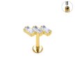Tytanowy Kolczyk Labret PIERCING 3 cyrkonie prostokątne HELIX Lobe