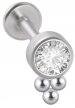 LABRET Śliczna Cyrkonia z Kuleczkami SS316L 1,2/8