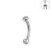 Tytanowy Kolczyk PIERCING Banan z Cyrkoniami SREBRNY