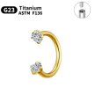 Tytanowy ZŁOTY Kolczyk Podkowa cyrkonie PIERCING G23 ASTM F136 (1)