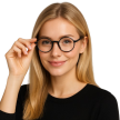 Czarne okrągłe okulary zerówki retro unisex – lekkie oprawki, BLUE-LIGHT