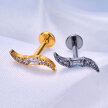 Tytanowy Kolczyk Labret PIERCING Księżyc Cyrkonie HELIX Lobe (2)