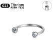 Tytanowy SREBRNY Kolczyk Podkowa cyrkonie PIERCING G23 ASTM F136 (1)