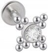 LABRET Śliczna Cyrkonia z Kuleczkami SS316L 1,2/8