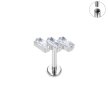  Tytanowy Kolczyk Labret PIERCING 3 cyrkonie prostokątne HELIX Lobe
