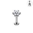 Tytanowy Kolczyk Labret PIERCING Kwiatek Cyrkonie HELIX Lobe