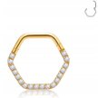 Złoty Tytanowy Kolczyk Clicker PIERCING z Cyrkoniami HELIX Lobe 1,2/8-10 (2)