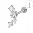 Srebrny Kolczyk PIERCING Labret z Gwiazdką Cyrkonie Stal Ch 316L 1,2/8