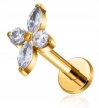 Tytanowy Kolczyk Labret PIERCING z Cyrkoniami Kwiatek HELIX Lobe