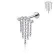 Tytanowy Kolczyk Labret PIERCING z Cyrkoniami i Łańcuszkami HELIX Lobe