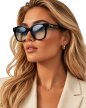 Eleganckie DAMSKIE Okulary Przeciwsłoneczne Duże Zaokrąglone Oprawki (1)