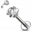 Labret Kolczyk do Ucha z Sercem Kryształek SS316L 1,2/6-10/3-4 mm