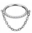 Tytanowy Kolczyk Clicker PIERCING z Łańcuszkiem Cyrkonie HELIX Lobe 1,2/8-10