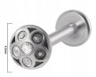 PIERCING Srebrny Kolczyk Labret Okrągły Kształt Cyrkonia Stal Ch 316L 1,2/8 (2)