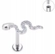 Tytanowy Kolczyk Labret PIERCING z Cyrkoniami Wąż Zmija HELIX Lobe