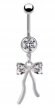 KOLCZYK DO PĘPKA Kokarda z Cyrkoniami PIERCING Biżuteria Stal Ch 316L