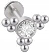 LABRET Śliczna Cyrkonia z Kuleczkami SS316L 1,2/8