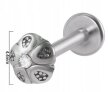 Srebrny Kolczyk PIERCING Labret z Kwiatkiem Kryształek Stal Ch 316L 1,2/8 (2)