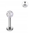 Tytanowy Kolczyk Labret PIERCING Kula z Cyrkoniami HELIX Lobe 1,2/6-10/3 MM (2)