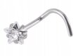 Tytanowy SREBRNY Kolczyk do Nosa Gwiazda Cyrkonia NOSTRIL PIERCING 0,8/7/3