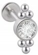 LABRET Śliczna Cyrkonia z Kuleczkami SS316L 1,2/8