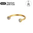  Tytanowy ZŁOTY Kolczyk Podkowa cyrkonie PIERCING G23 ASTM F136 (1)