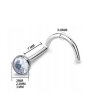 Tytanowy SREBRNY Kolczyk do Nosa z Cyrkonią NOSTRIL PIERCING 0,8/7/2-3 mm (2)