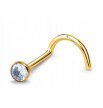 Tytanowy ZŁOTY Kolczyk do Nosa z Cyrkonią NOSTRIL PIERCING 0,8/7/2-3 mm