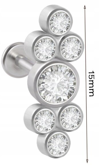 LABRET Śliczny Kolczyk z Cyrkoniami SS316L 1,2/8 (2)