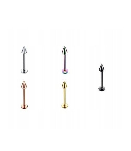 Labret ze stożkiem Kolczyk do Wargi, Ucha, Brody 1,2/6-10/3 mm STAL (3)